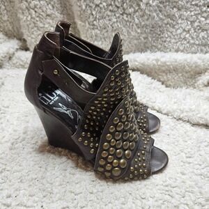 Tibi New York Studded Leather‎ Wedge Sandals size 8.5
